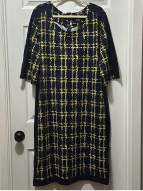 MICHAEL K U.S.A. Dress Women’s Plus Size 3XL Royal Blue Yellow Plaid NEW